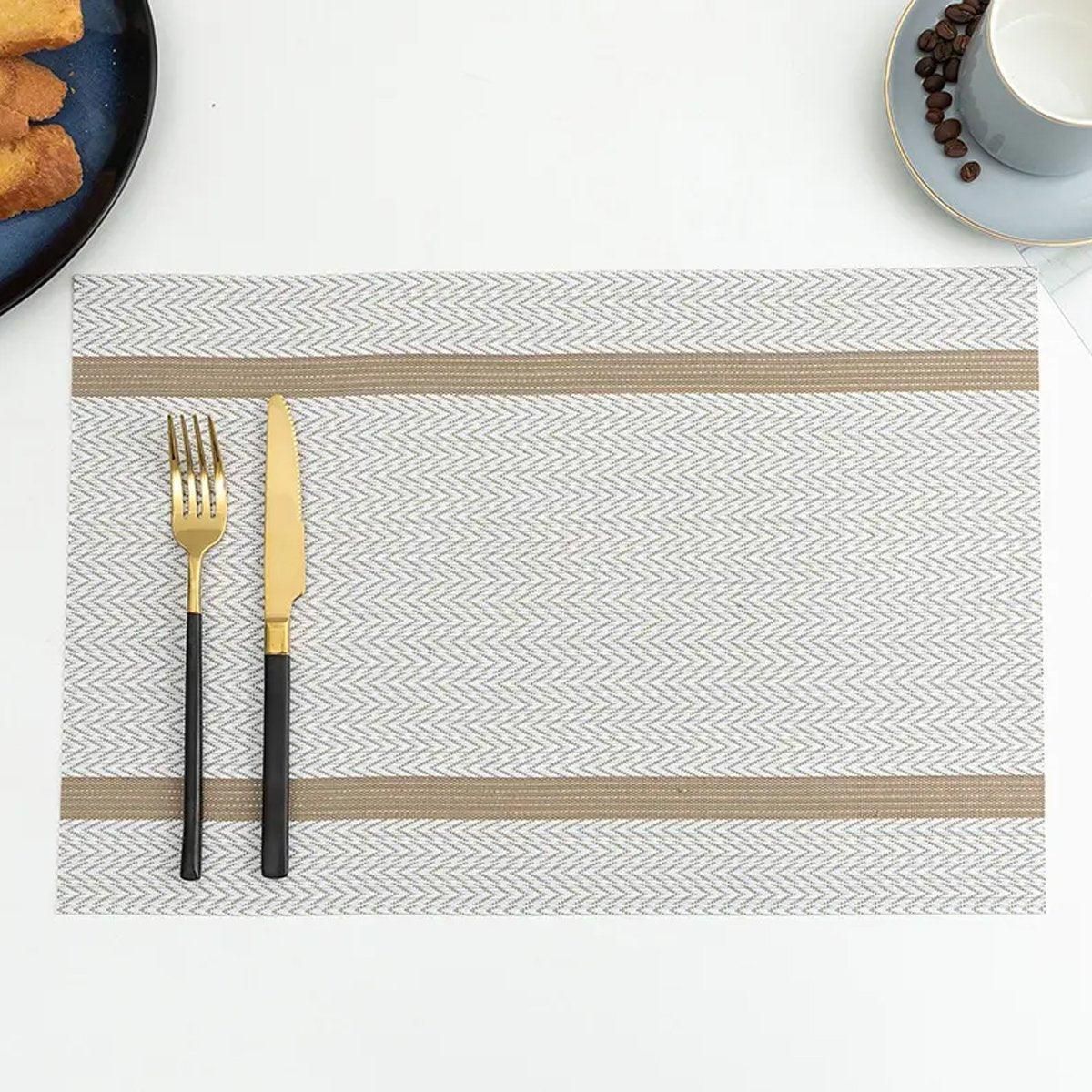 4X Anti-Slip Woven Placemat Waterproof Oil-proof Placemat Heat Resistant PVC Mat - Blue V528-PM-BLUE-30-45-4PCS-290431
