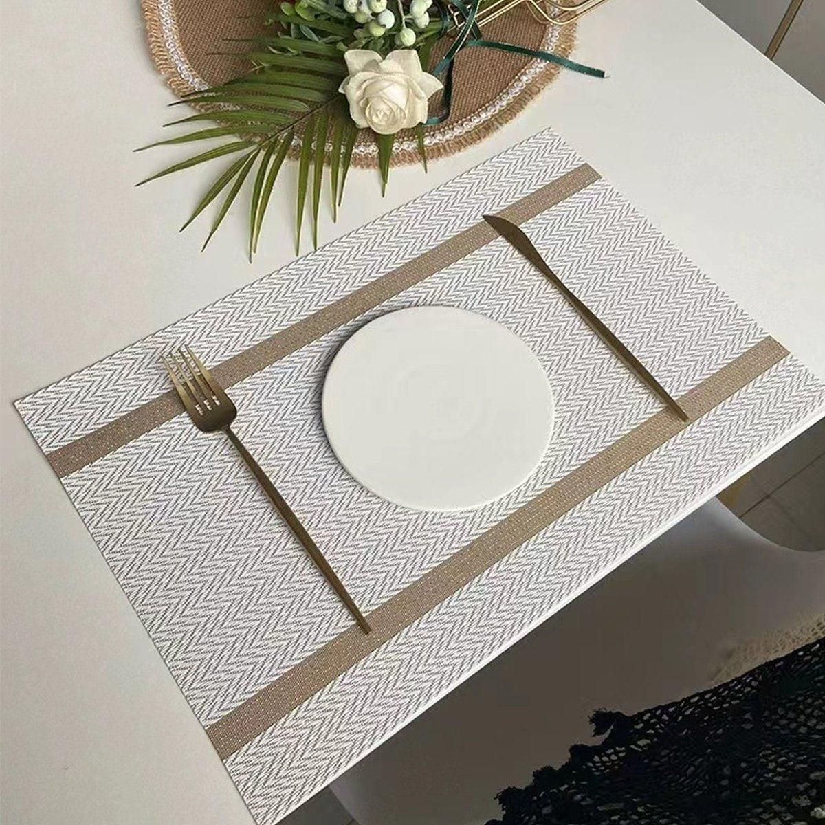 4X Anti-Slip Woven Placemat Waterproof Oil-proof Placemat Heat Resistant PVC Mat - Blue V528-PM-BLUE-30-45-4PCS-290431