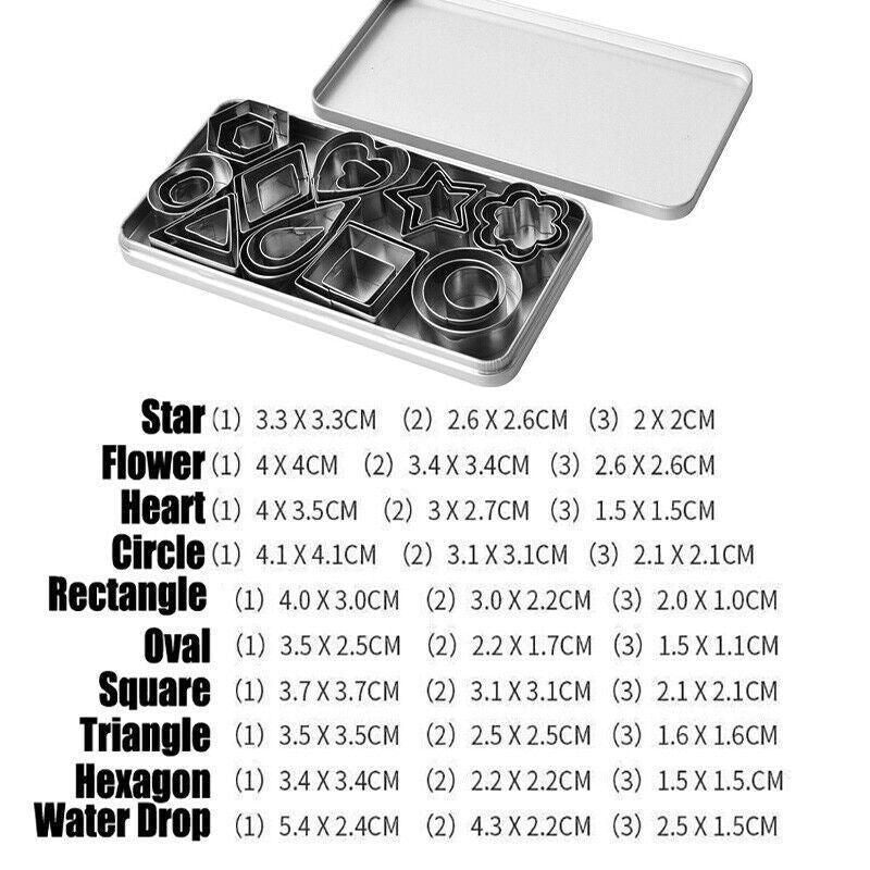 30X Polymer Clay Cutter Stainless Steel Geometry Pottery Tool Cutting Mould Diy V528-POLYMERCLAYCUTTER-787753