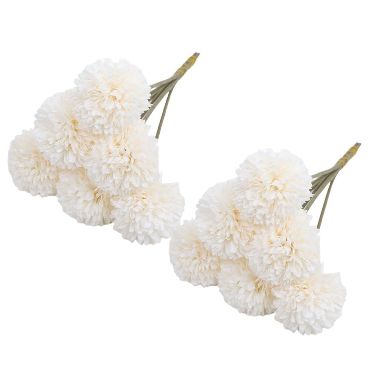 12pcs Artificial Dandelion Fake Flower Simulation Arrangement Desktop Decoration - Blue V528-POMPON-BLUE-12PCS-195692
