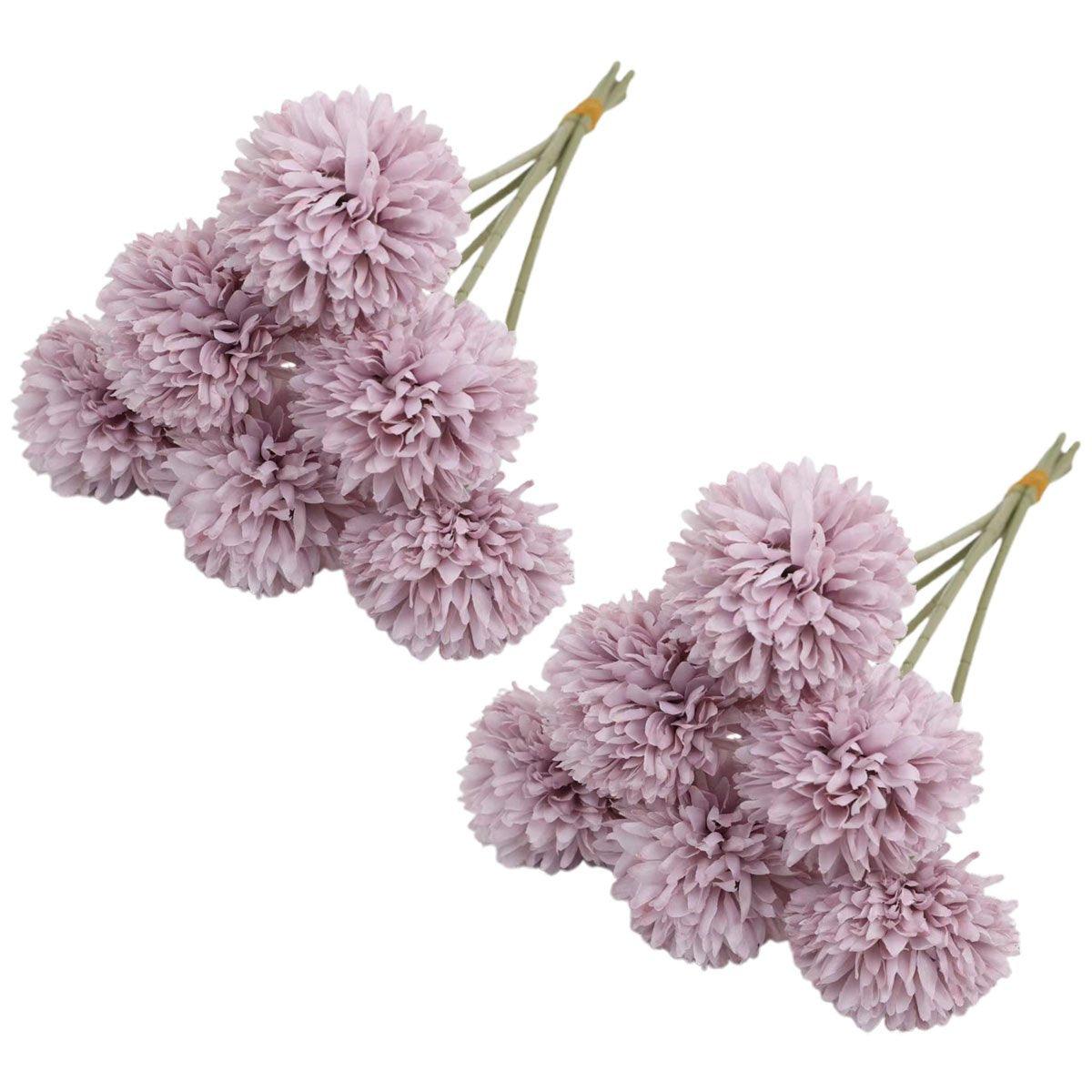 12pcs Artificial Dandelion Fake Flower Simulation Arrangement Desktop Decoration - Blue V528-POMPON-BLUE-12PCS-195692
