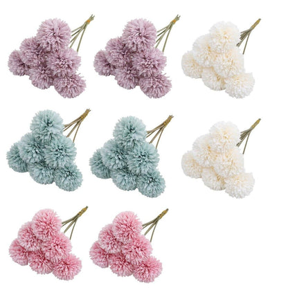 12pcs Artificial Dandelion Fake Flower Simulation Arrangement Desktop Decoration - Pink V528-POMPON-DARK-PINK-12PCS-629239