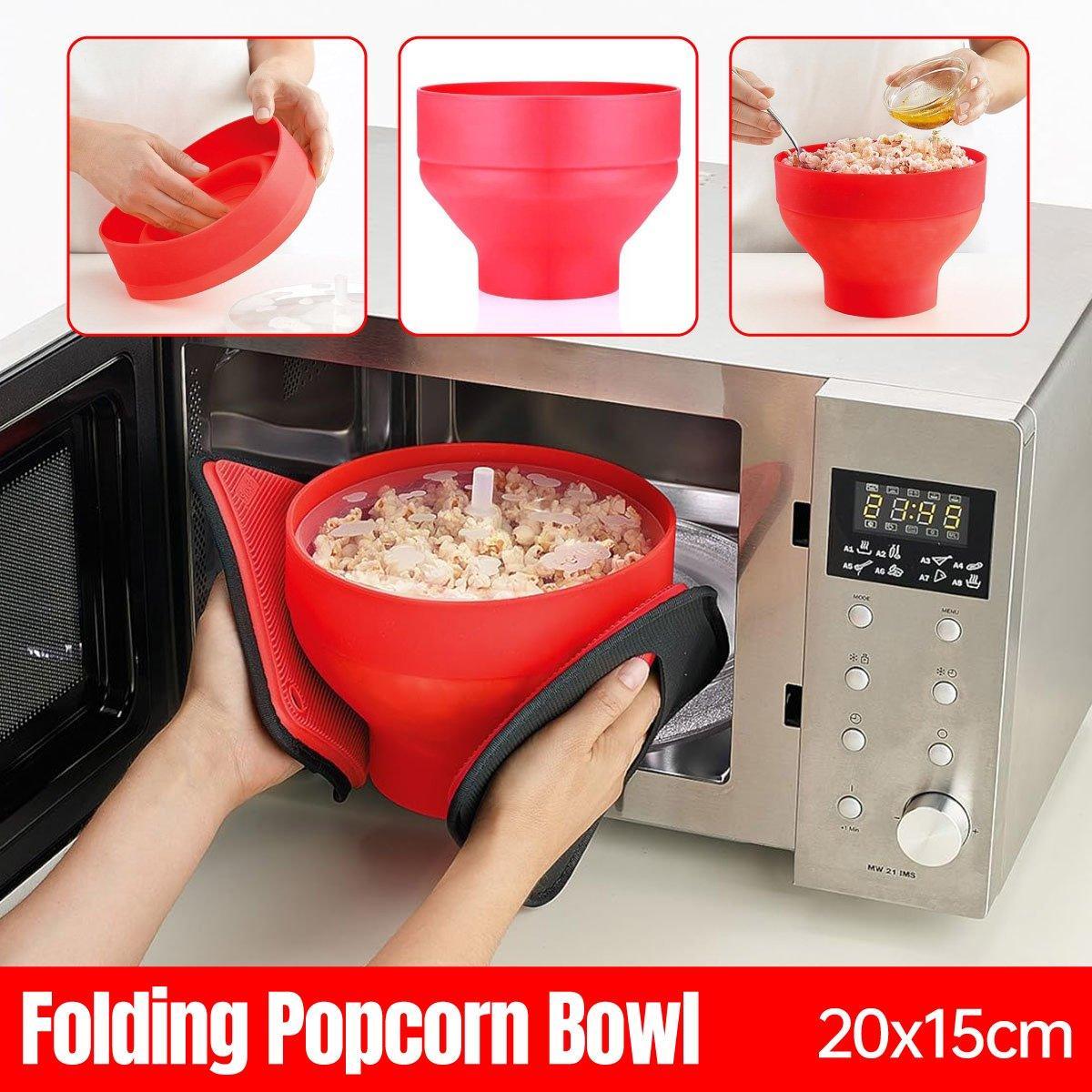 Foldable Silicone Microwave Popcorn Bucket High Temperature Resistant Bowl V528-POPCORN-BOWL-RED-805935