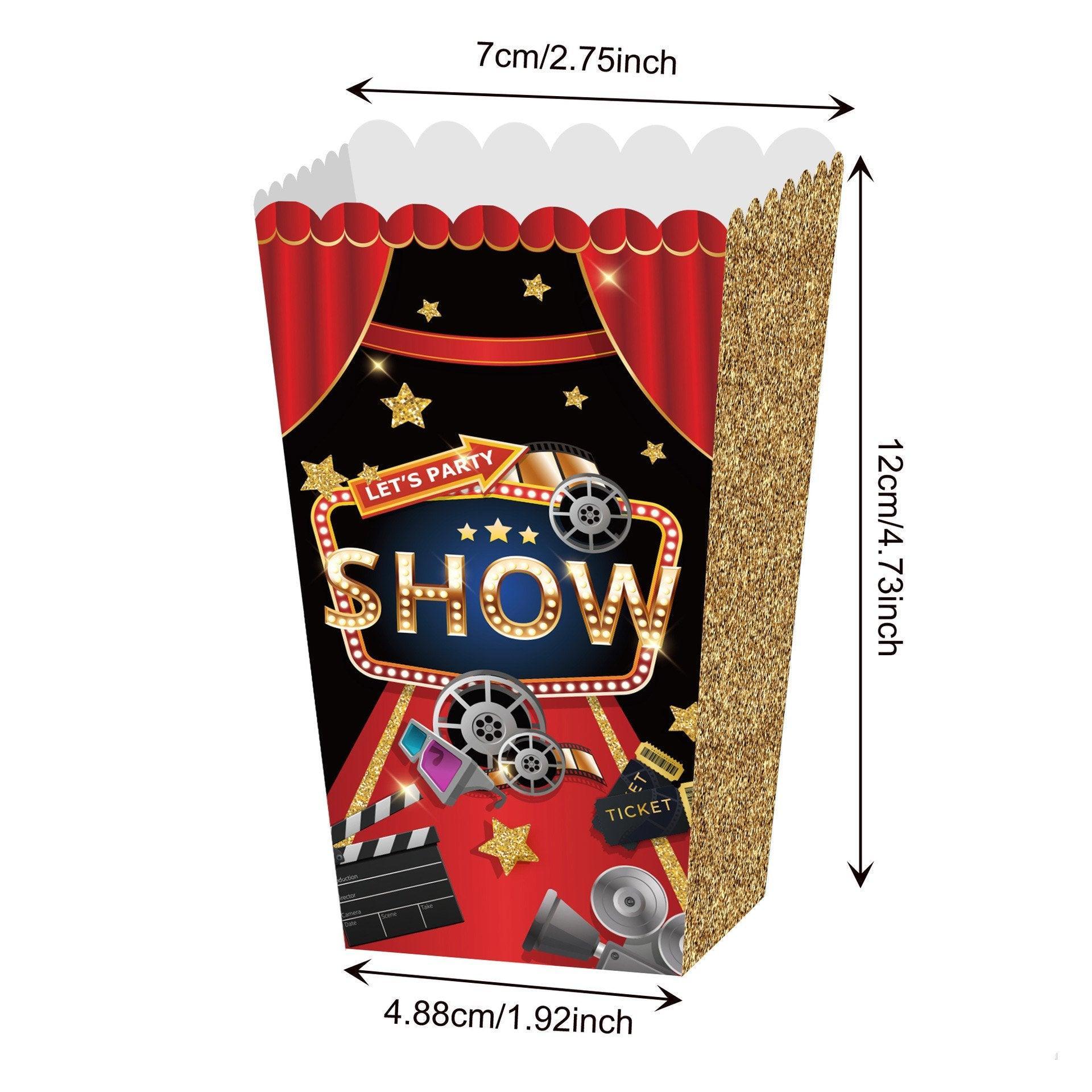 24 PCS Movie Night Snack Trays Popcorn Food Drink Holder Cinema Party Supplies - 24pcs-KY001 V528-POPCORN-CASE-24PCS-KY001-883716