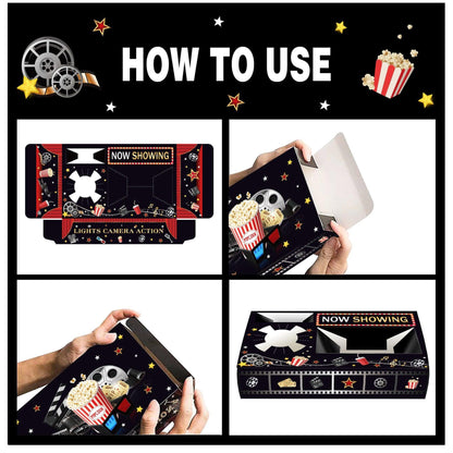 24 PCS Movie Night Snack Trays Popcorn Food Drink Holder Cinema Party Supplies - 24pcs-KY001 V528-POPCORN-CASE-24PCS-KY001-883716