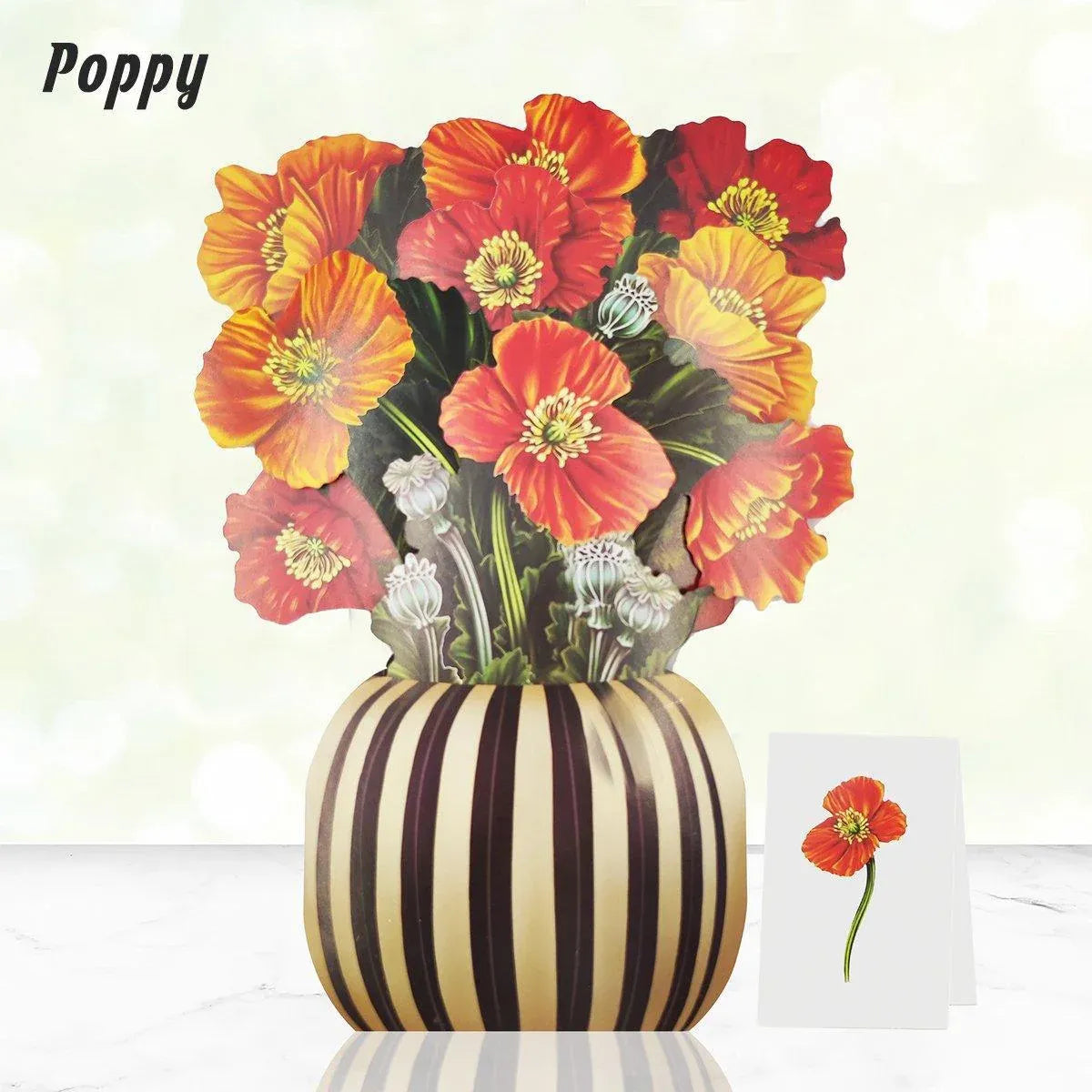New Style 3D Pop Up Cards Paper Flower Bouquet Greeting Card for All Occasions - Poppy V528-POPPY-51283