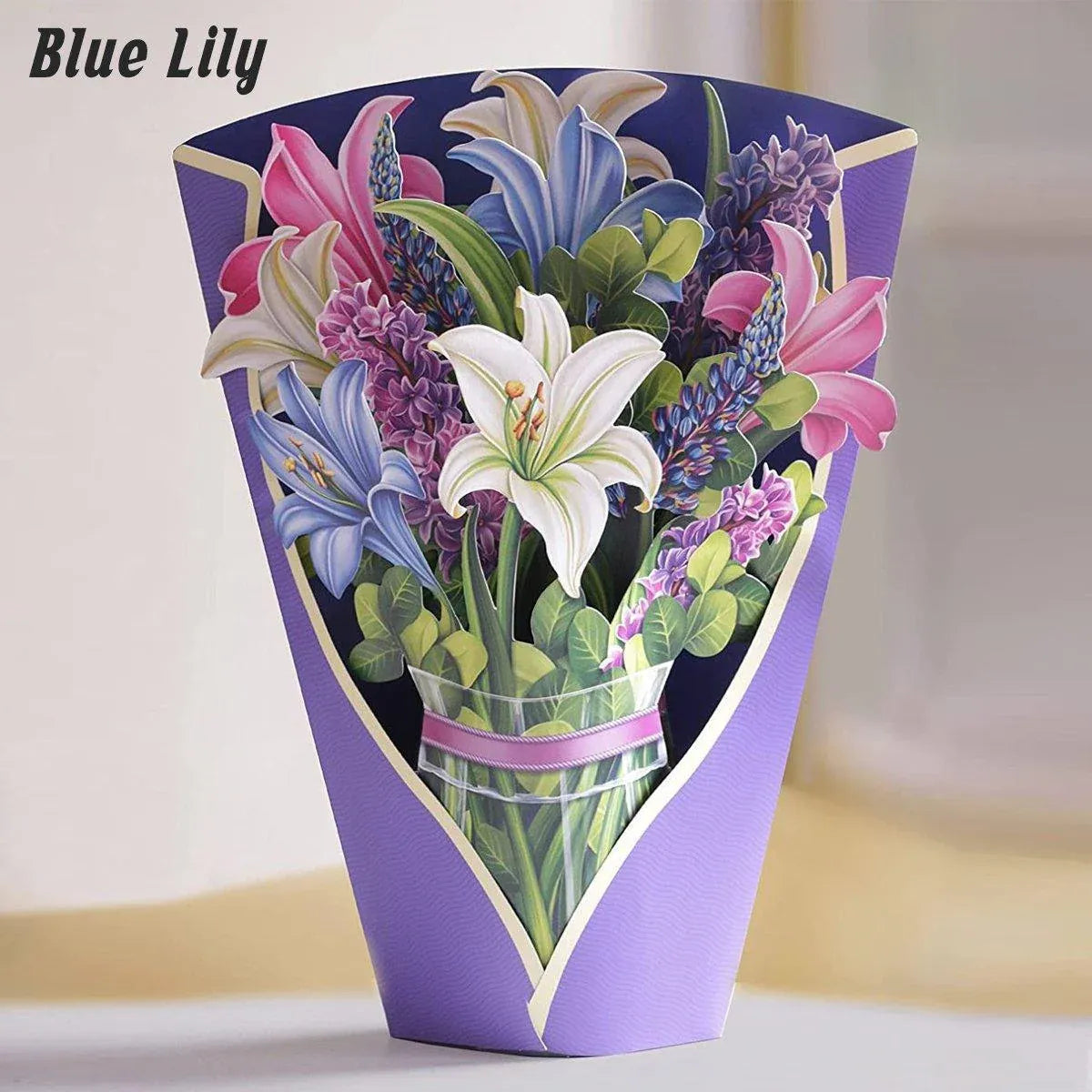 New Style 3D Pop Up Cards Paper Flower Bouquet Greeting Card for All Occasions - Poppy V528-POPPY-51283