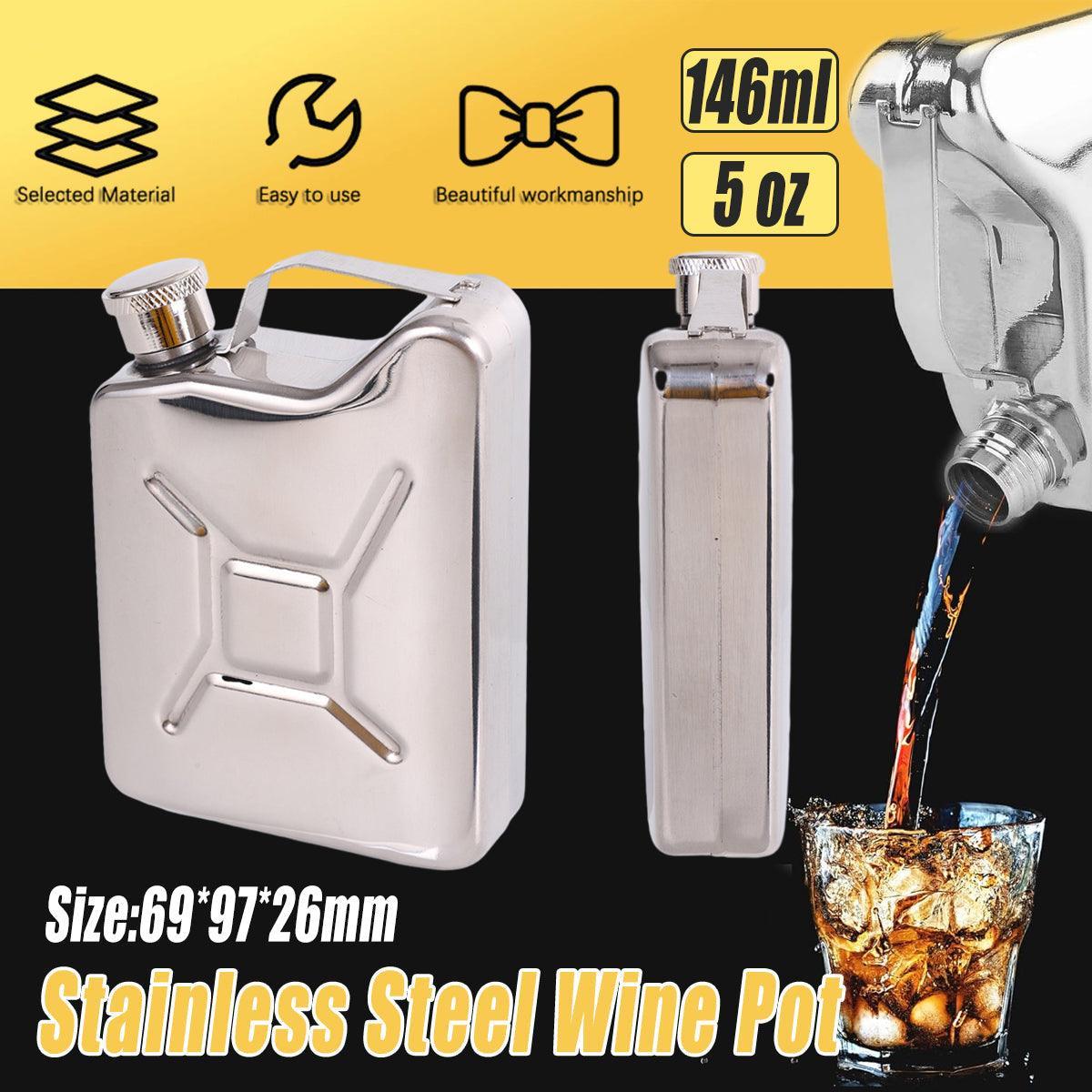 146ml Portable Outdoor Camping Oil Can Thick Stainless Steel Fuel Bottle Flask V528-PORTABLE-WINE-POT-388836