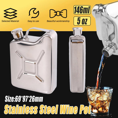 146ml Portable Outdoor Camping Oil Can Thick Stainless Steel Fuel Bottle Flask V528-PORTABLE-WINE-POT-388836