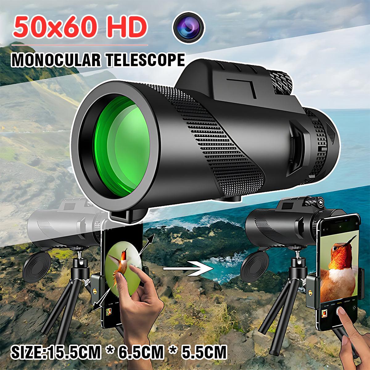 50x60 HD Monocular Telescope with Tripod and Phone Holder for Outdoor Travel V528-PORTABLETELESCOPE-720844