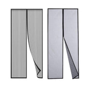Striped Screen Door Curtain Mesh with Auto Close for Insect Protection and Ventilation - 100*210cm V528-PORTIERE-BLACK-100-210-579307