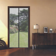 Striped Screen Door Curtain Mesh with Auto Close for Insect Protection and Ventilation - 100*210cm V528-PORTIERE-BLACK-100-210-579307