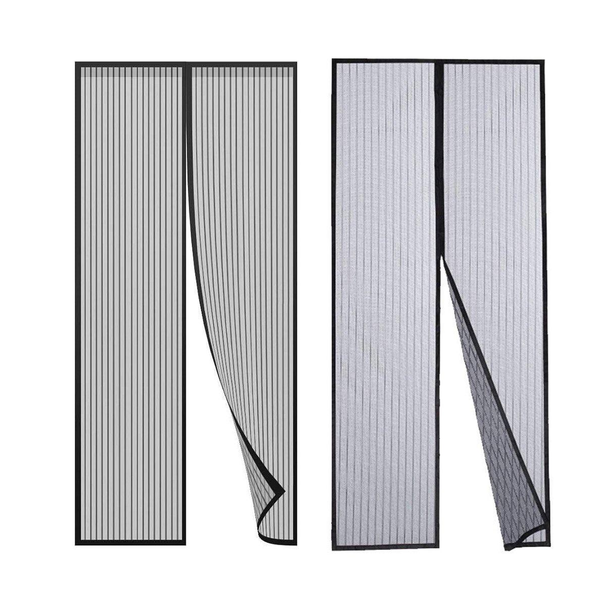 Striped Screen Door Curtain Mesh with Auto Close for Insect Protection and Ventilation - 80*210cm V528-PORTIERE-BLACK-80-210-331550