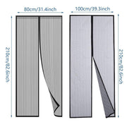 Striped Screen Door Curtain Mesh with Auto Close for Insect Protection and Ventilation - 80*210cm V528-PORTIERE-BLACK-80-210-331550