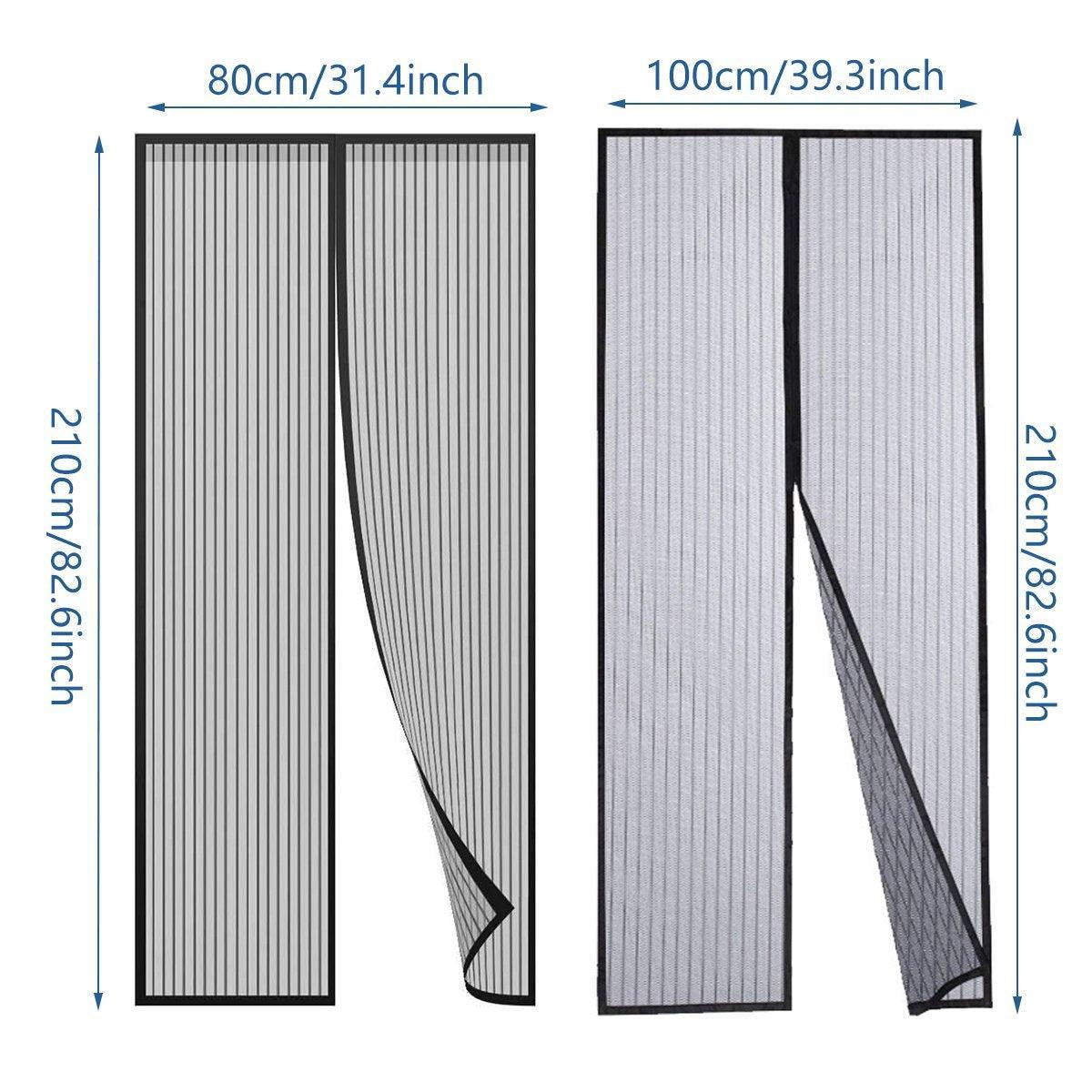 Striped Screen Door Curtain Mesh with Auto Close for Insect Protection and Ventilation - 80*210cm V528-PORTIERE-BLACK-80-210-331550