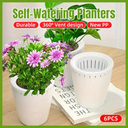 6pcs Self Watering Flowerpot Breathable Planter Indoor Outdoor Garden Basin V528-POT-6PCS-WHITE-544790