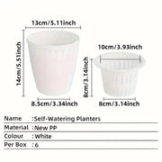 6pcs Self Watering Flowerpot Breathable Planter Indoor Outdoor Garden Basin V528-POT-6PCS-WHITE-544790