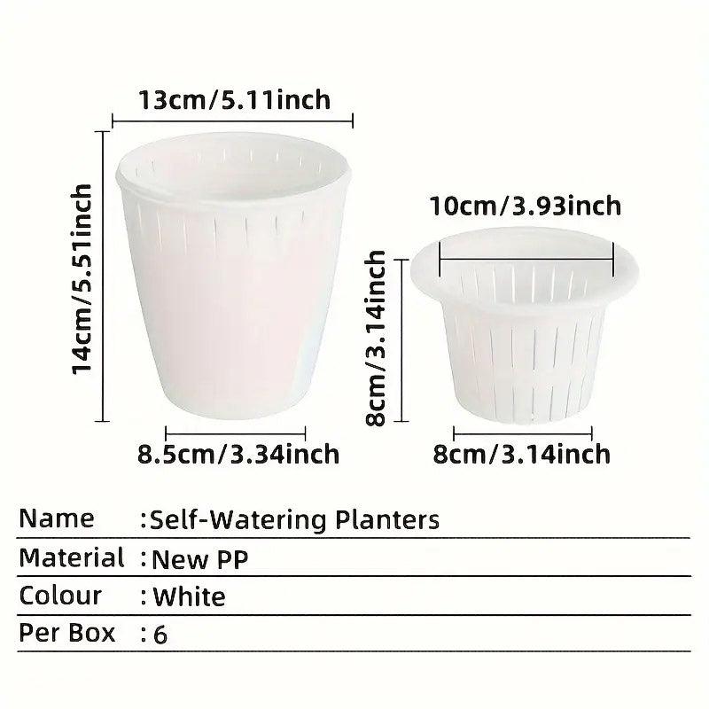 6pcs Self Watering Flowerpot Breathable Planter Indoor Outdoor Garden Basin V528-POT-6PCS-WHITE-544790