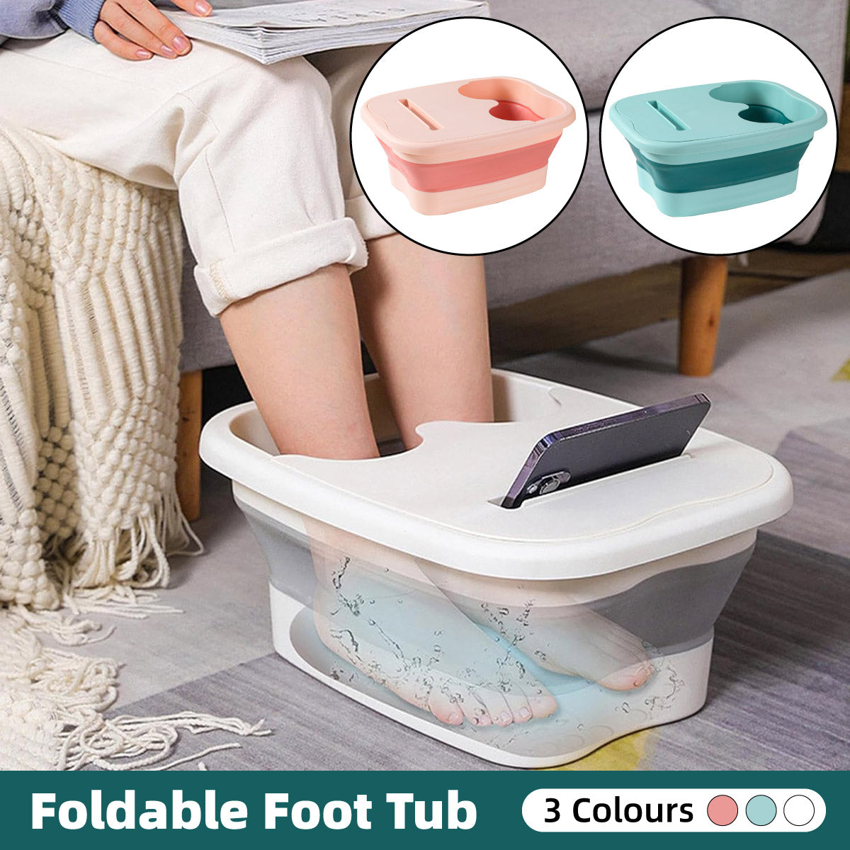 Foldable Foot Tub Portable Large Capacity Foot Basin for Home Bathroom Spa and Travel - Green V528-POT-GREEN-973976