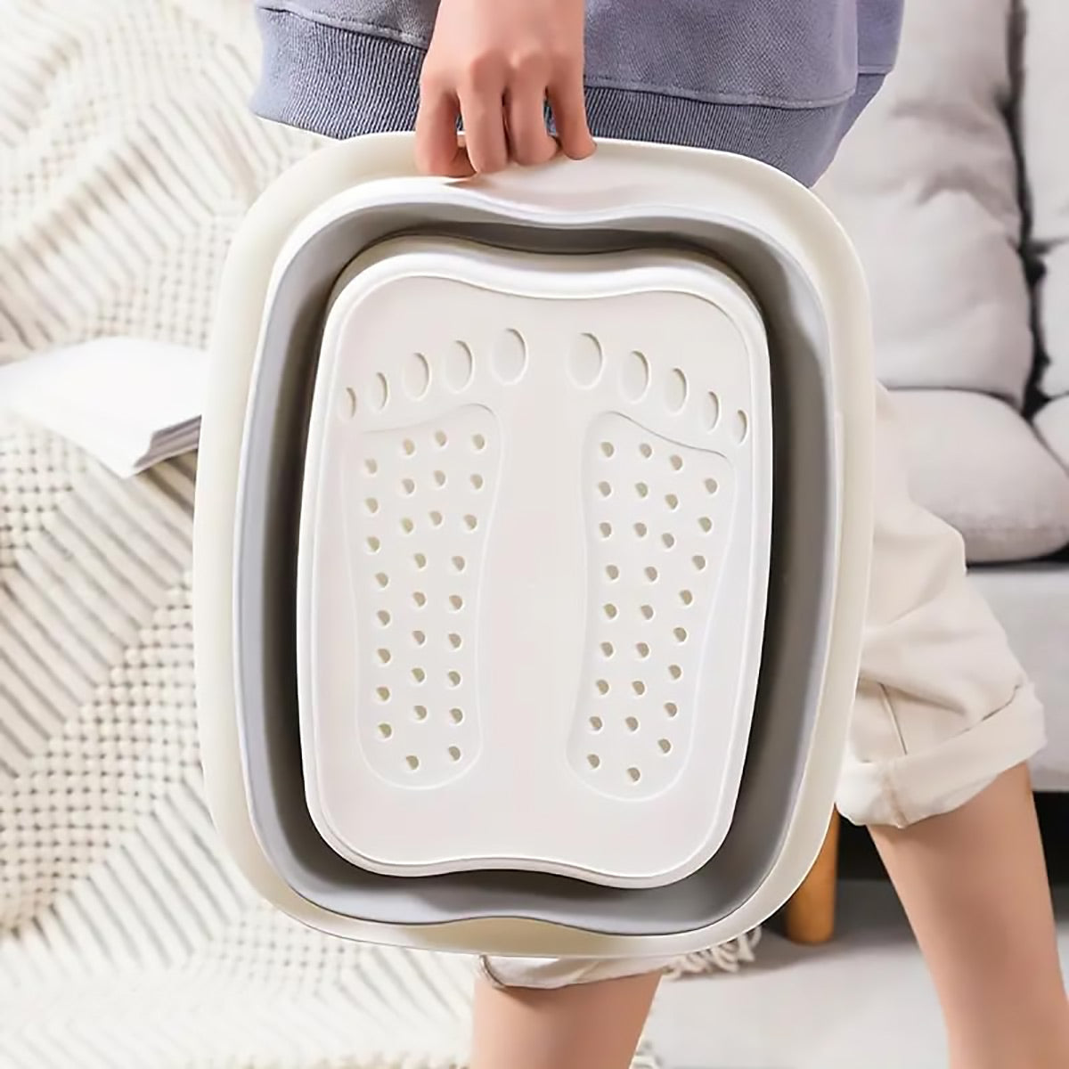 Foldable Foot Tub Portable Large Capacity Foot Basin for Home Bathroom Spa and Travel - Pink V528-POT-PINK-668619