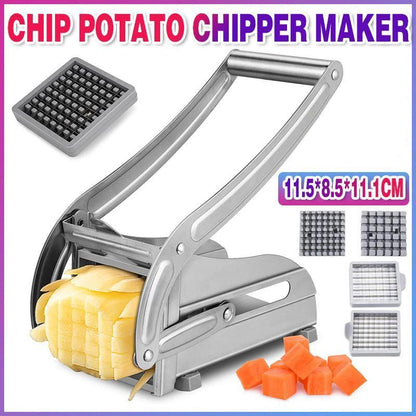 Chip Potato Chipper Maker French Fries Dicer Slicer Chopper Cutter and 2 Blades V528-POTATOCUTTER-484475