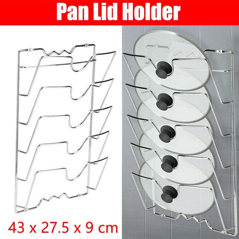 Pan Lid Holder Storage Rack Wall Mount Pot Cover Organizer Kitchen Accessories V528-POTLIDRACK-465512