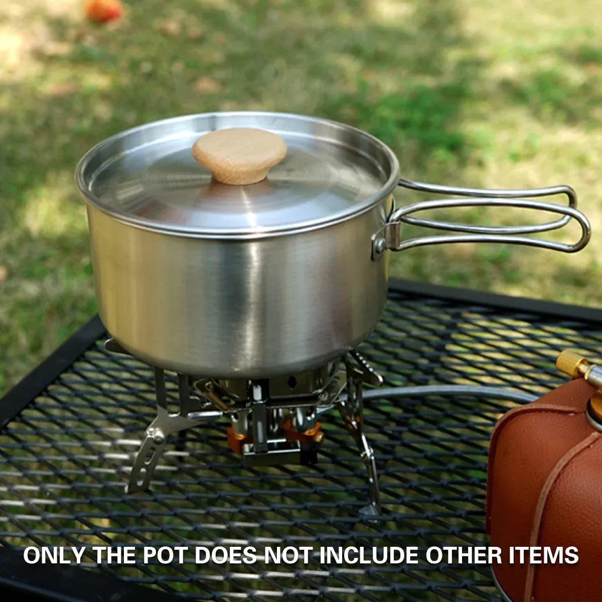 2PCS 304 Stainless Steel Camping Pot and Pan Set With Folding Handles Outdoor V528-POTS-2PCS-718523