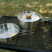 2PCS 304 Stainless Steel Camping Pot and Pan Set With Folding Handles Outdoor V528-POTS-2PCS-718523