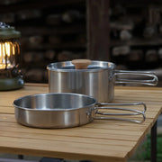 2PCS 304 Stainless Steel Camping Pot and Pan Set With Folding Handles Outdoor V528-POTS-2PCS-718523