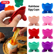 7PCS Breakfast Serving Cups Holders Set Boiled Egg Kitchen Silicone Egg Cup V528-POWDER-PUFF-7PCS-835474