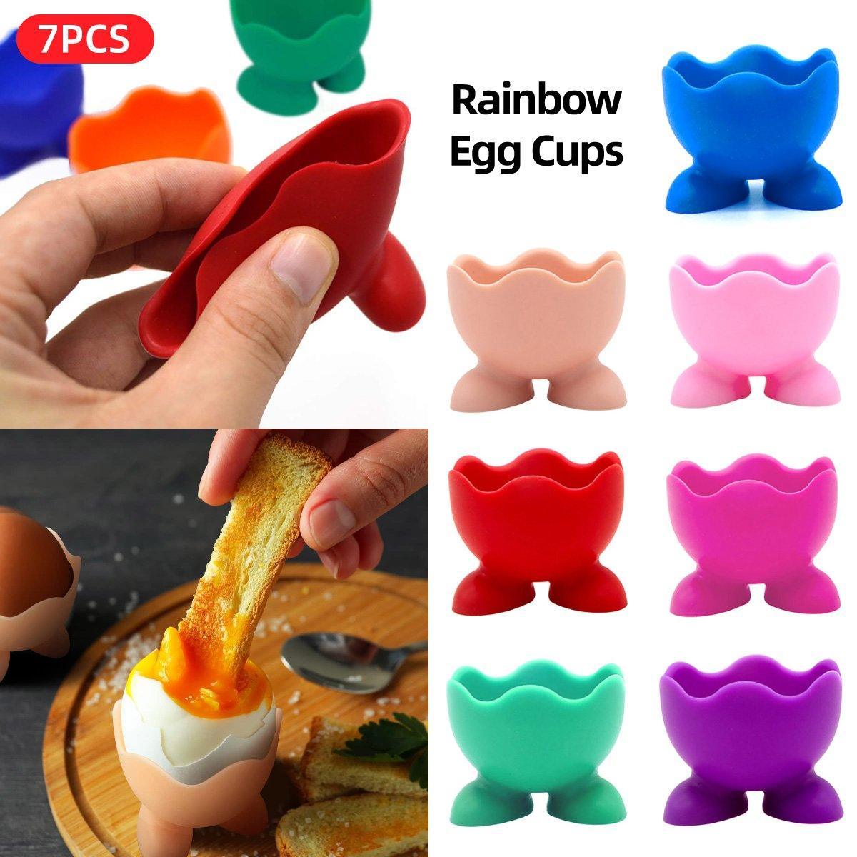 7PCS Breakfast Serving Cups Holders Set Boiled Egg Kitchen Silicone Egg Cup V528-POWDER-PUFF-7PCS-835474