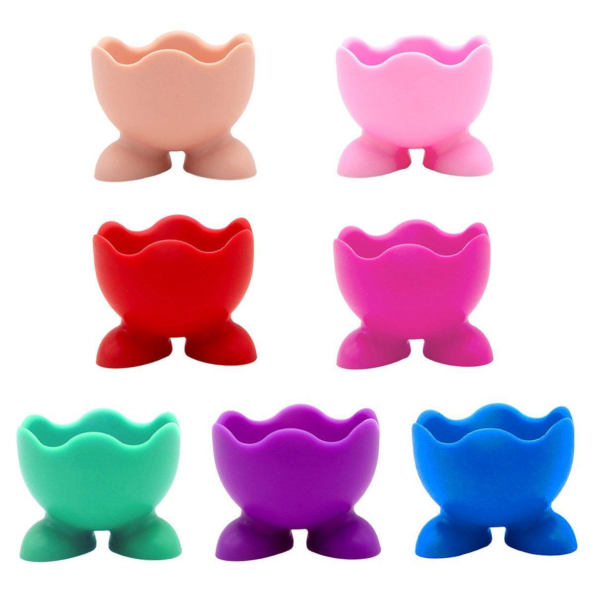 7PCS Breakfast Serving Cups Holders Set Boiled Egg Kitchen Silicone Egg Cup V528-POWDER-PUFF-7PCS-835474