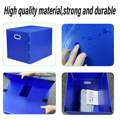 Large Capacity Waterproof Plastic Storage Box Foldable Moving Organizer Durable - 40x30x30cm V528-PP-BOX-BLUE-40-30-30-912354