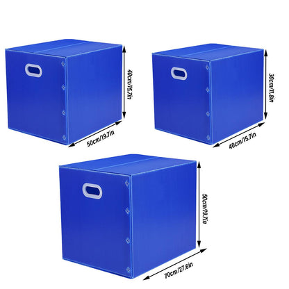 Large Capacity Waterproof Plastic Storage Box Foldable Moving Organizer Durable - 70x50x50cm V528-PP-BOX-BLUE-70-50-50-799087