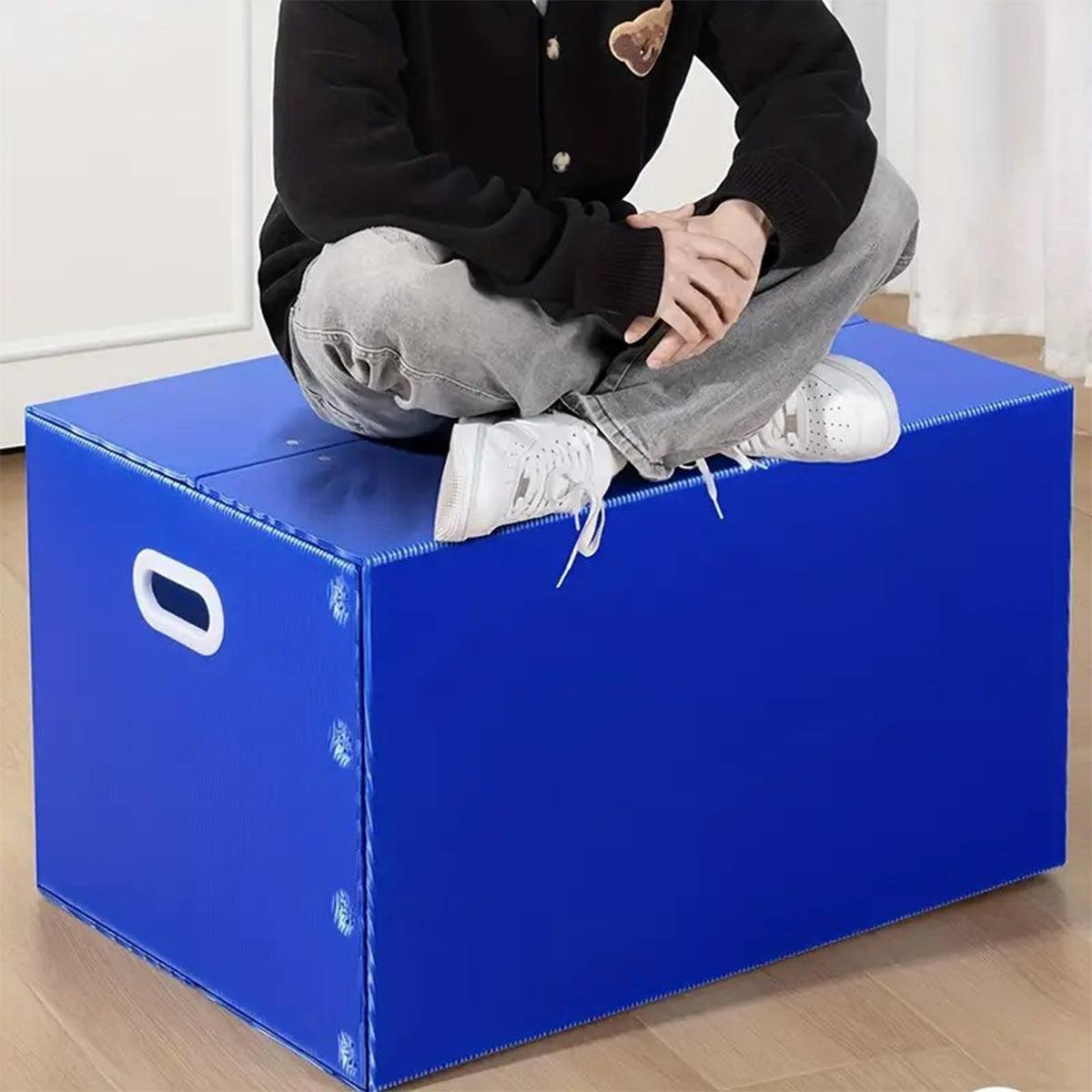 Large Capacity Waterproof Plastic Storage Box Foldable Moving Organizer Durable - 70x50x50cm V528-PP-BOX-BLUE-70-50-50-799087