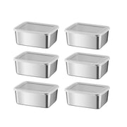 6pcs Stainless Steel Food Container Set Sealed Lid Fruit Vegetable Storage Box V528-PRESERVATION-BOX-6PCS-562291