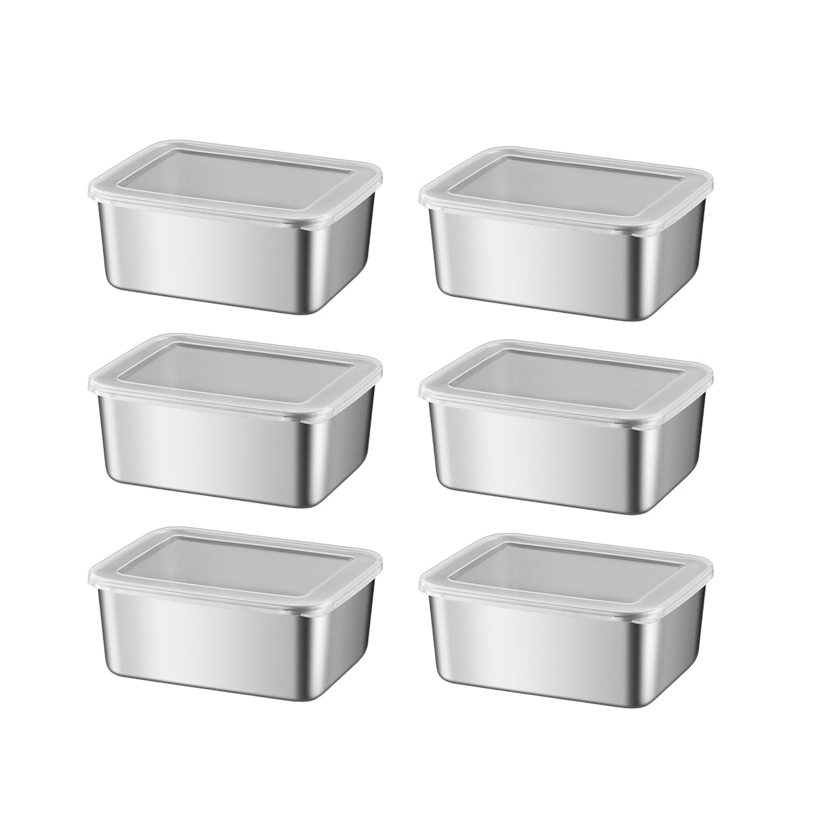 6pcs Stainless Steel Food Container Set Sealed Lid Fruit Vegetable Storage Box V528-PRESERVATION-BOX-6PCS-562291