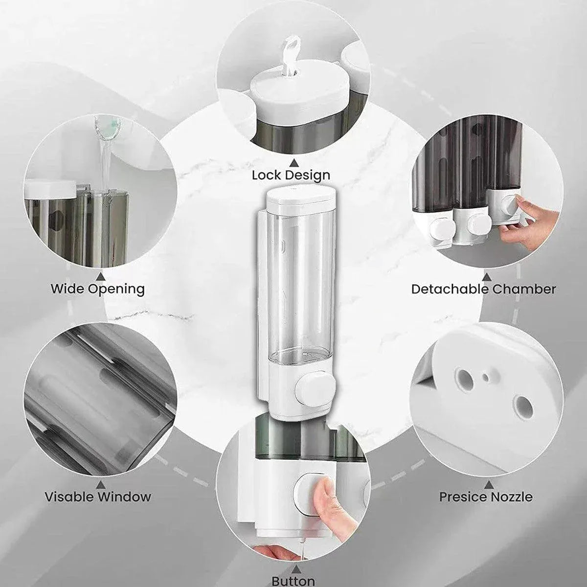 Wall Mounted Soap Dispenser Manual Press Shower Gel Bottle for Hand Sanitizer V528-PRESS-BOTTLE-846848