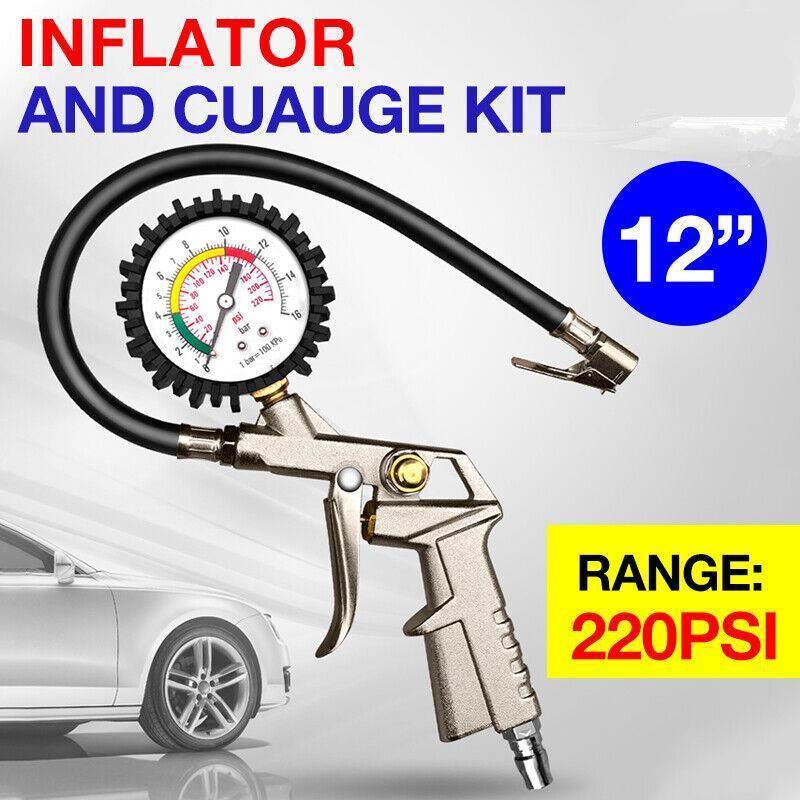 Air Tyre Inflator Pressure Meter Car Truck Tire Pump Hose Gauge Compressor Tools V528-PRESSUREMETER-602668