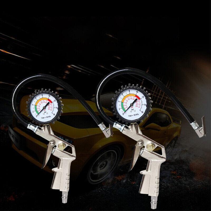 Air Tyre Inflator Pressure Meter Car Truck Tire Pump Hose Gauge Compressor Tools V528-PRESSUREMETER-602668
