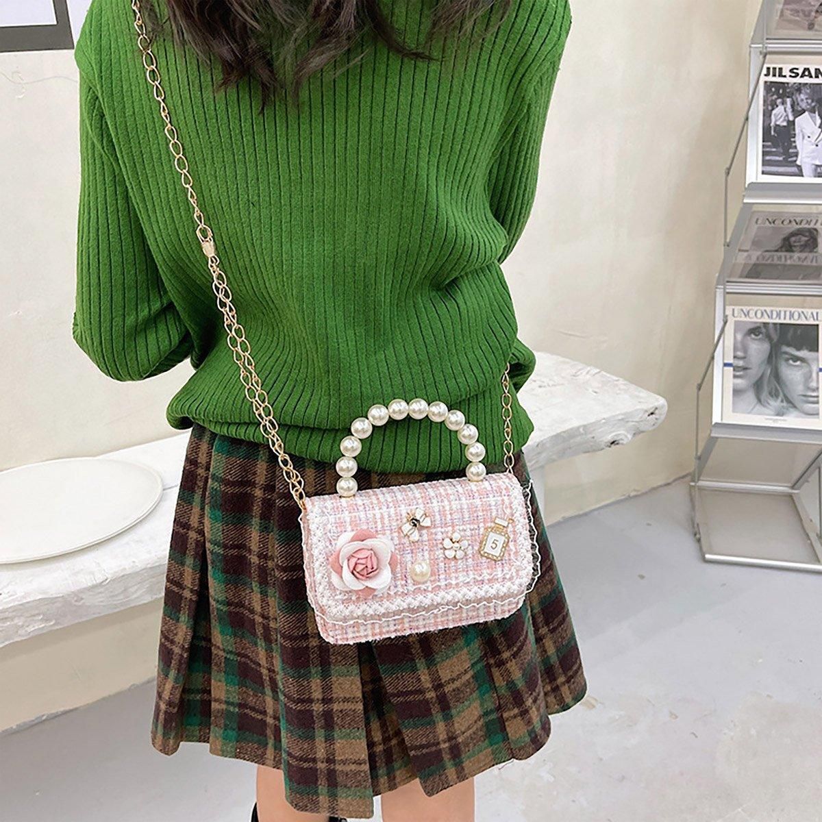 Girls Small Square Princess Handbag Chain Shoulder Bag Messenger Bag - Green V528-PRINCESS-HANDBAG-GREEN-859101