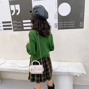 Girls Small Square Princess Handbag Chain Shoulder Bag Messenger Bag - Green V528-PRINCESS-HANDBAG-GREEN-859101