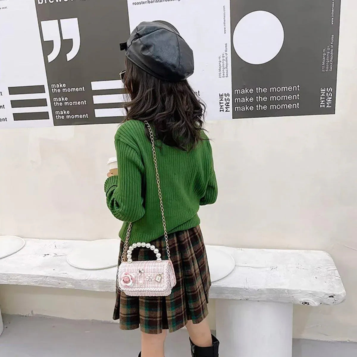 Girls Small Square Princess Handbag Chain Shoulder Bag Messenger Bag - Green V528-PRINCESS-HANDBAG-GREEN-859101