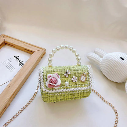 Girls Small Square Princess Handbag Chain Shoulder Bag Messenger Bag - Green V528-PRINCESS-HANDBAG-GREEN-859101