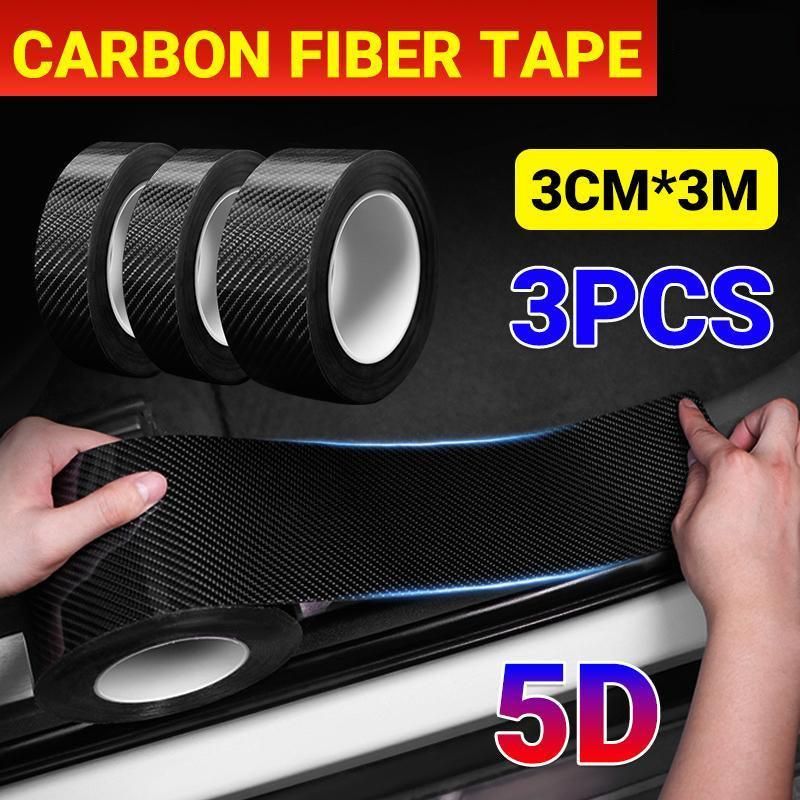 3PCS 3m Carbon Fiber Car Sticker Door Sill Anti-Scratch Tape DIY Protection Film V528-PROTECTORKIT-3PCS-3CM-3M-555664