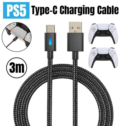For PS5 Controller 3M USB Type-C Braided Fast Charging Cable for PS5 NS PRO V528-PS5CONTROLLERCABLE-3M-638775