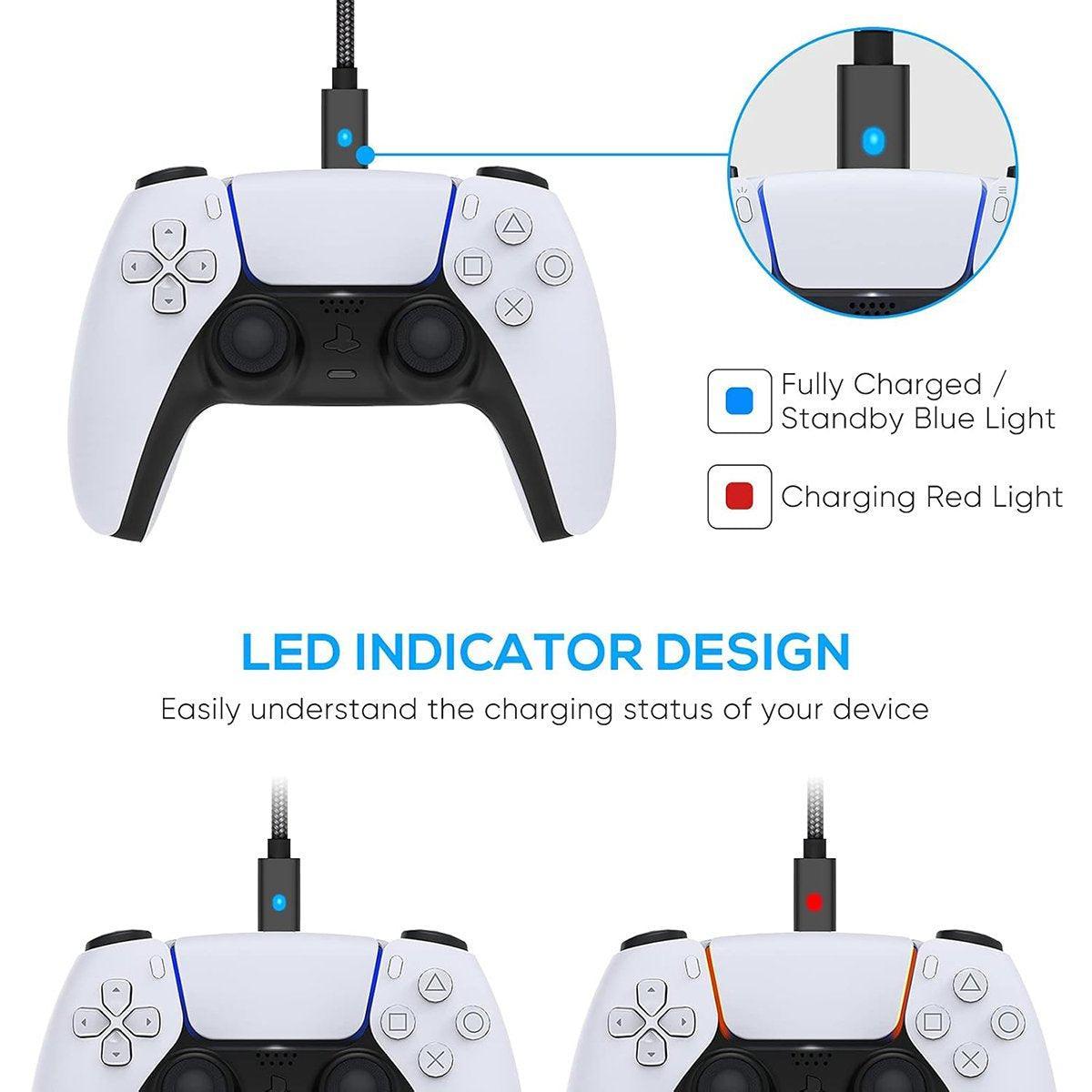For PS5 Controller 3M USB Type-C Braided Fast Charging Cable for PS5 NS PRO V528-PS5CONTROLLERCABLE-3M-638775