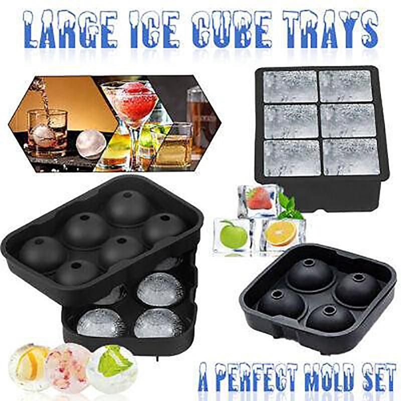 Large Ice Cube Tray Ball Maker Big Silicone Mold Sphere Whiskey Round Mould - Circular 4 grid V528-PSTYLE-CIRCULAR4GRID39635