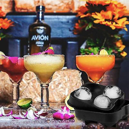 Large Ice Cube Tray Ball Maker Big Silicone Mold Sphere Whiskey Round Mould - Circular 4 grid V528-PSTYLE-CIRCULAR4GRID39635