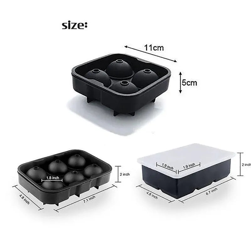 Large Ice Cube Tray Ball Maker Big Silicone Mold Sphere Whiskey Round Mould - Circular 4 grid V528-PSTYLE-CIRCULAR4GRID39635